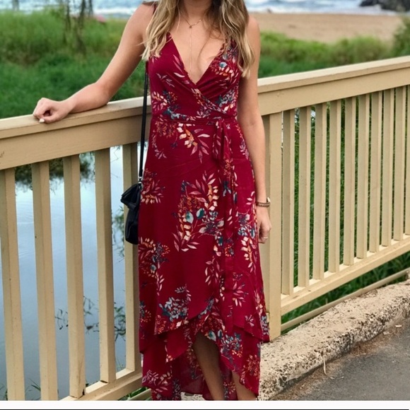 ❤️Lulus Amal Burgundy Floral Print Dress - Picture 4 of 9